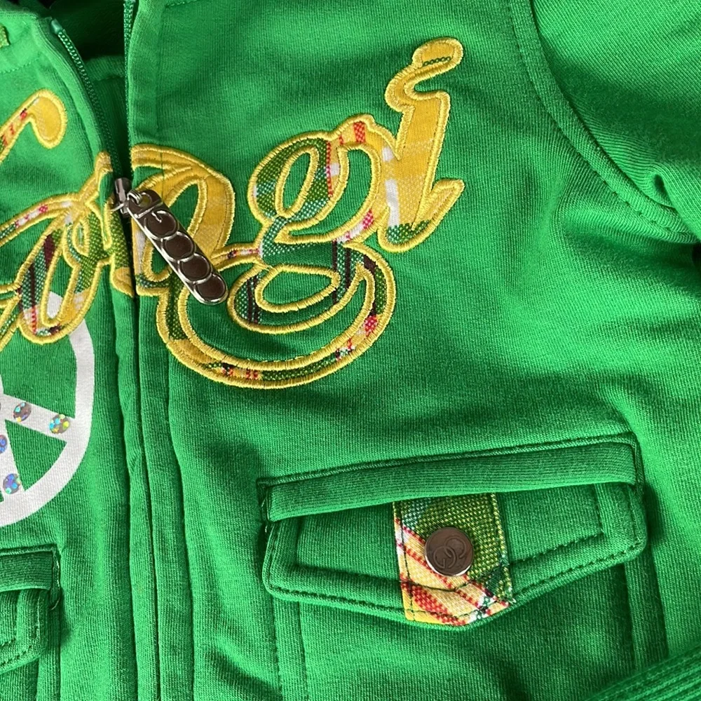 Coogi 3T girls kelly green patch logo hoodie NWT